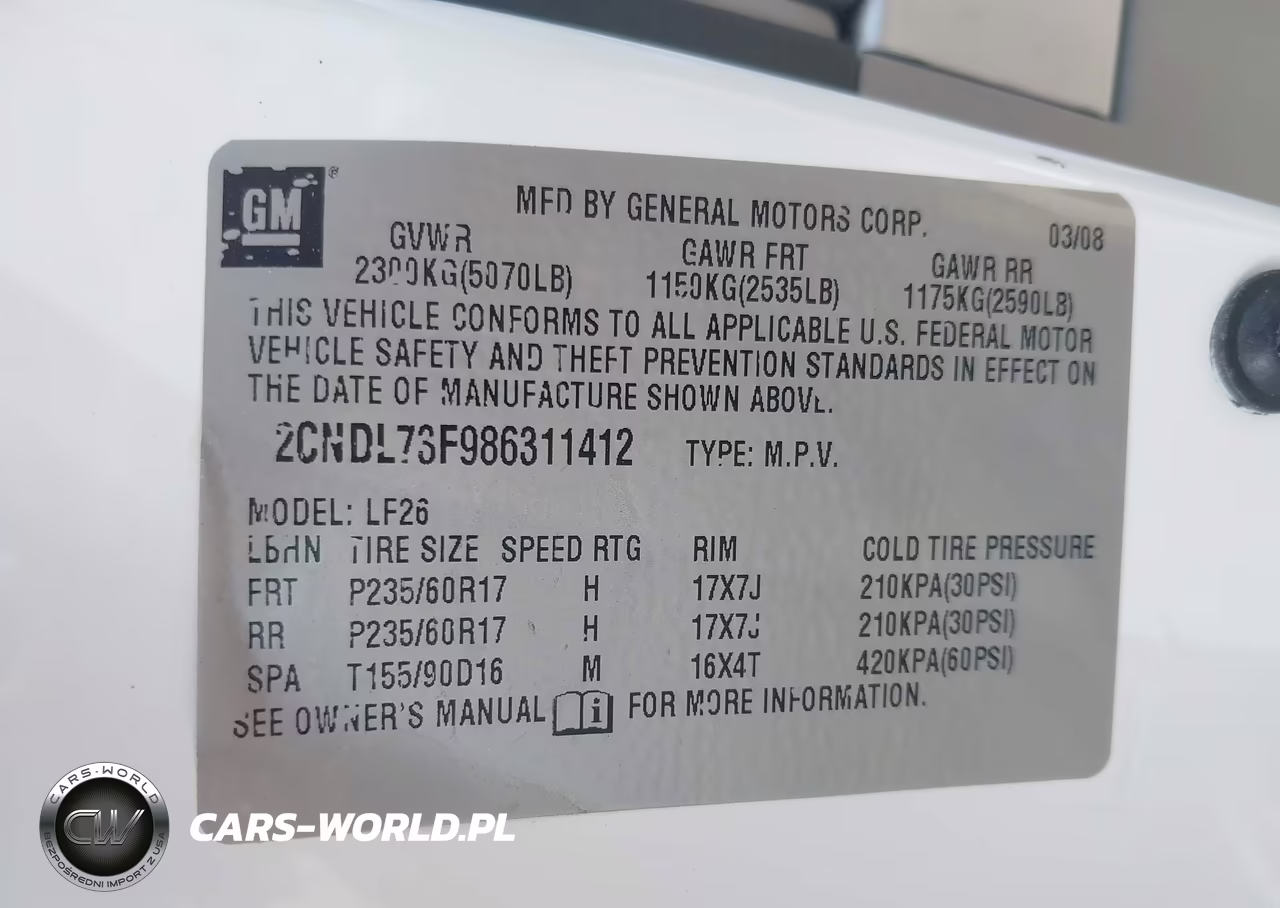2008 Chevrolet Equinox Ltz VIN:2CNDL73F986311412 - 9
