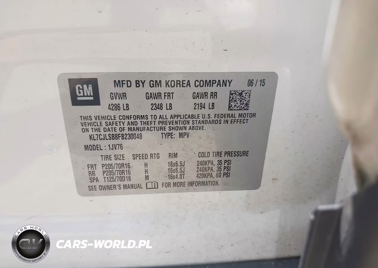 2015 Chevrolet Trax Lt VIN:KL7CJLSB8FB230048 - 9