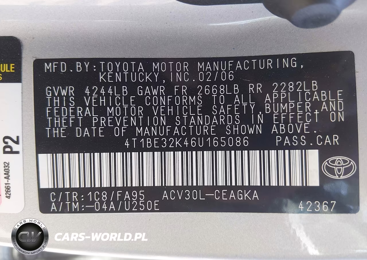 2006 Toyota Camry Xle VIN:4T1BE32K46U165086 - 9
