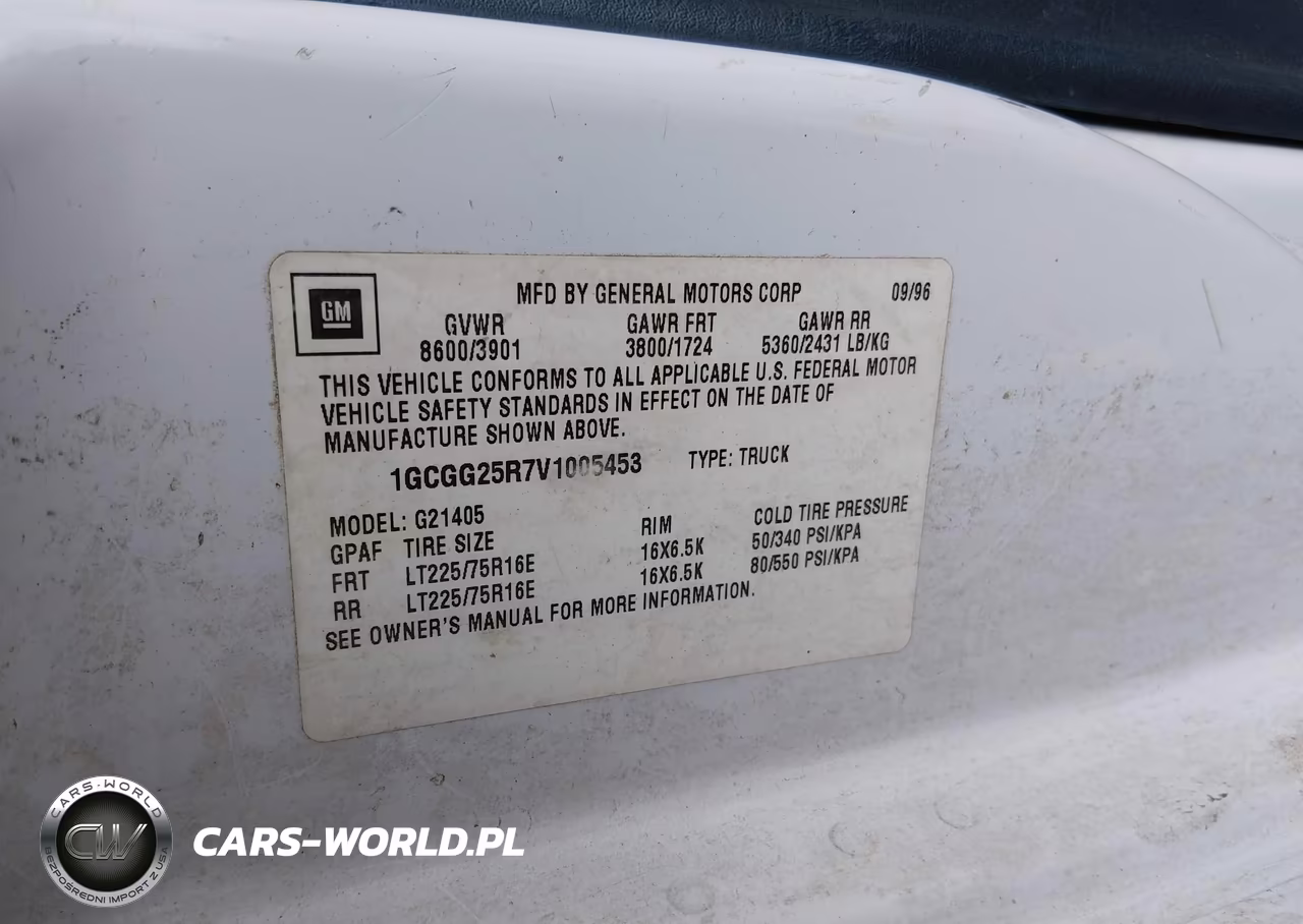 1997 Chevrolet Chevy Van VIN:1GCGG25R7V1005453 - 9