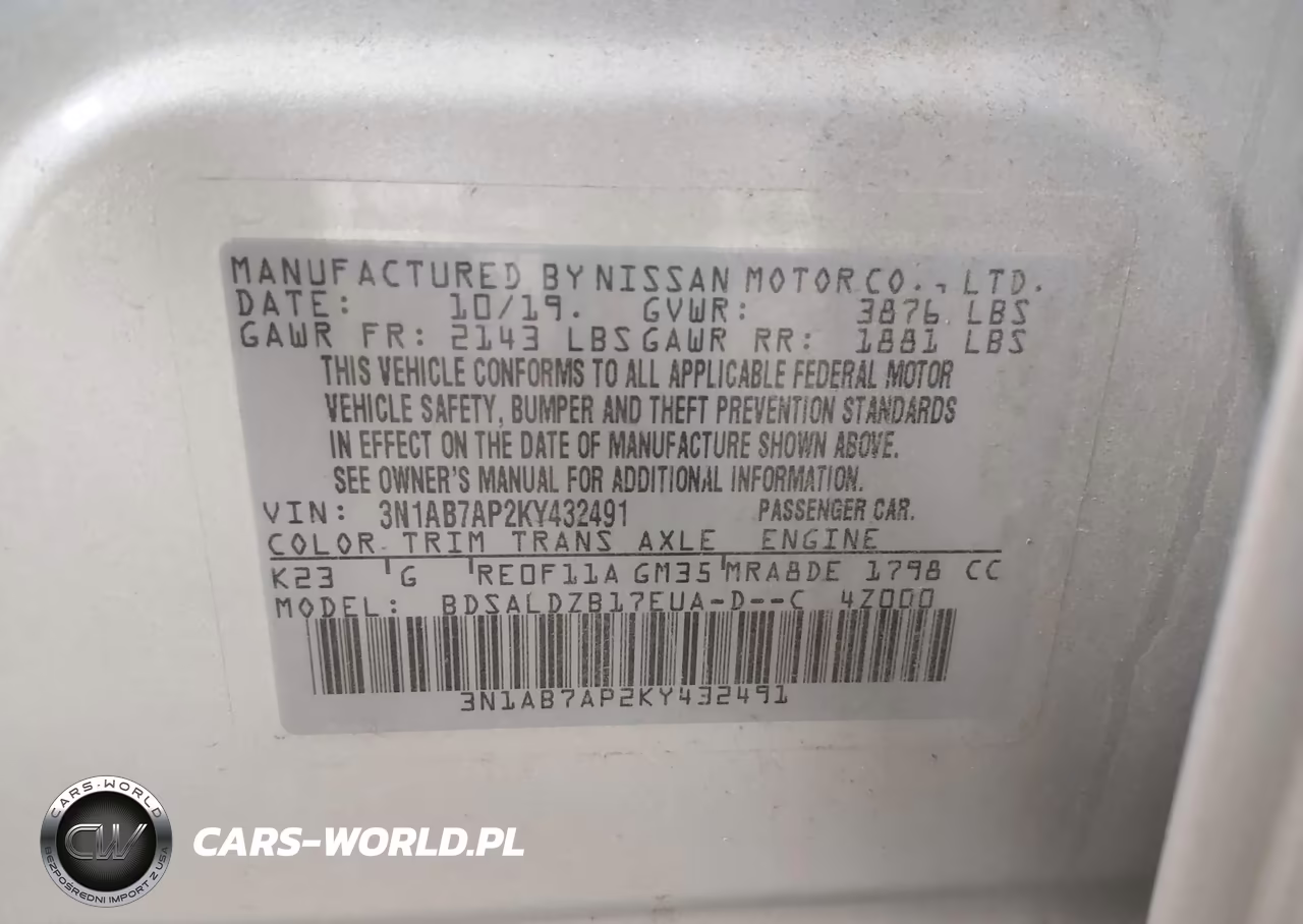 2019 Nissan Sentra Sv VIN:3N1AB7AP2KY432491 - 9