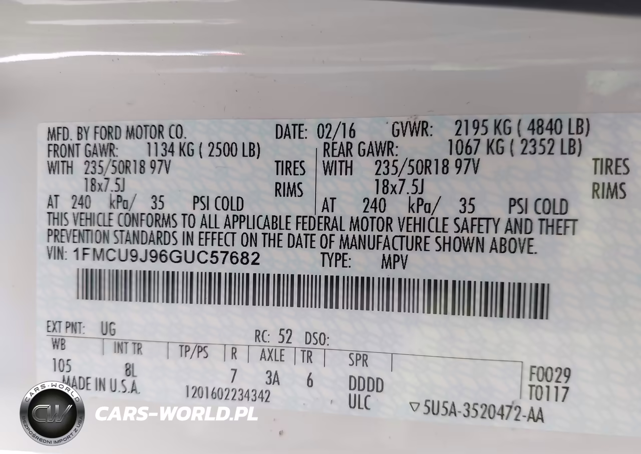2016 Ford Escape Titanium VIN:1FMCU9J96GUC57682 - 9