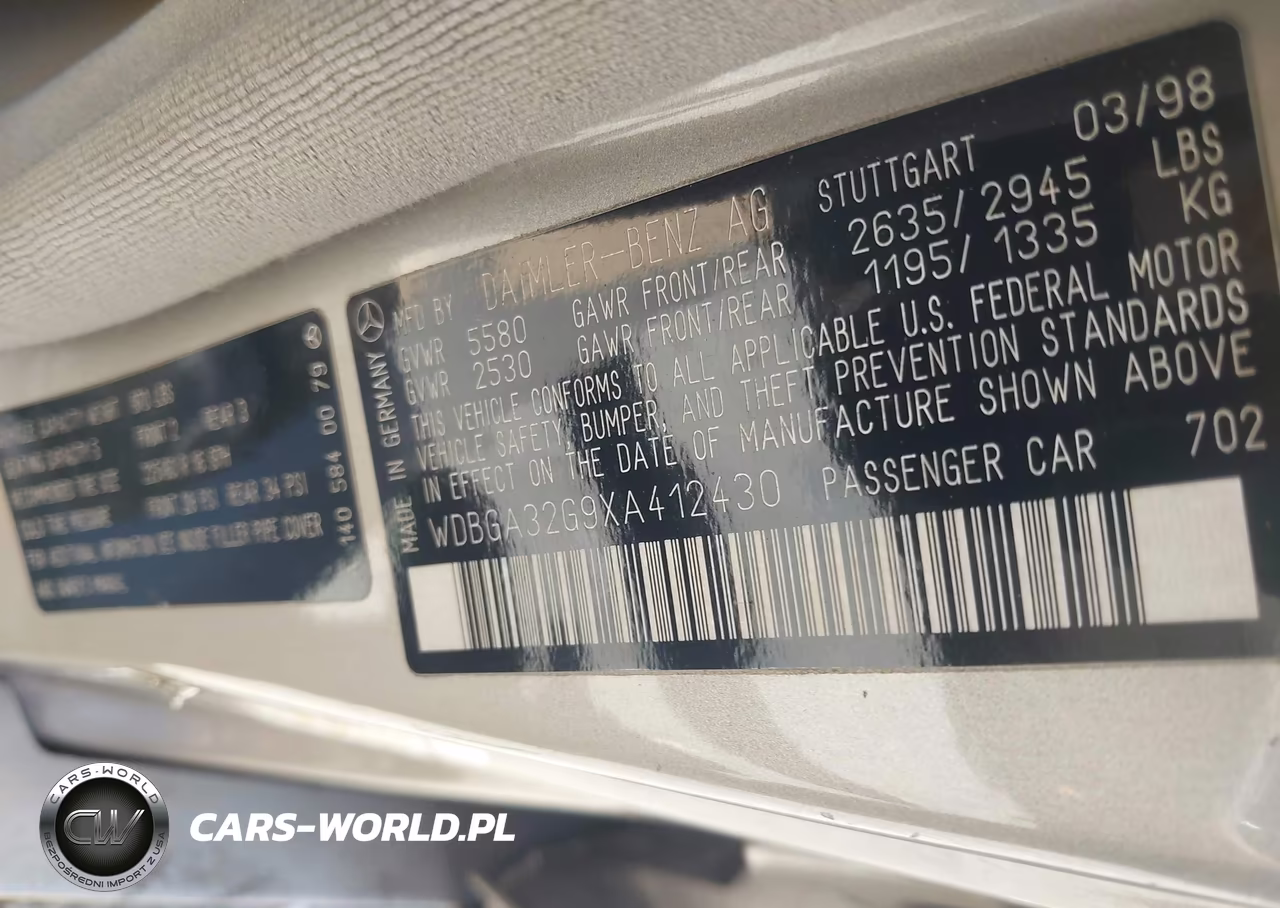 1999 Mercedes-Benz S 320 VIN:WDBGA32G9XA412430 - 9