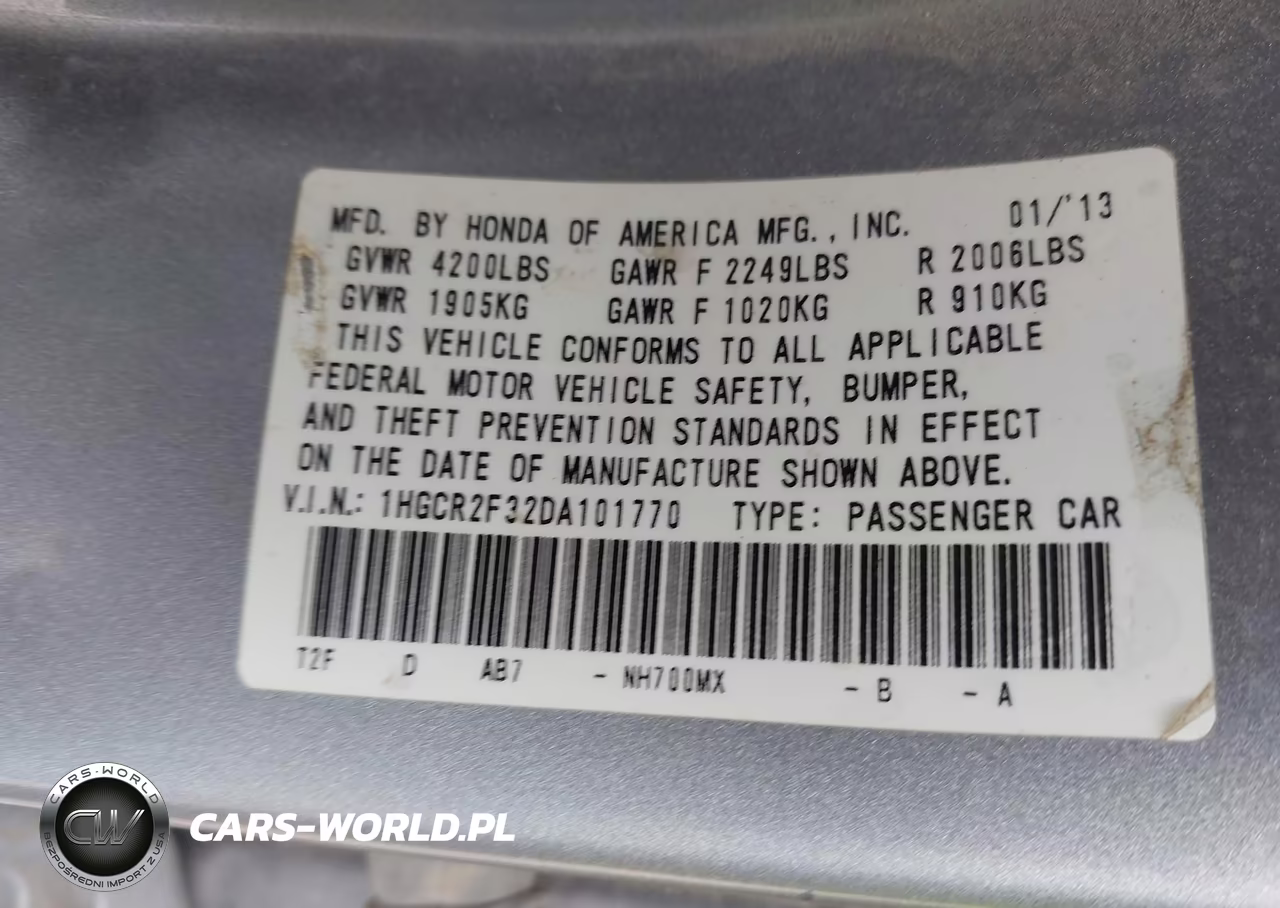 2013 Honda Accord Lx VIN:1HGCR2F32DA101770 - 9