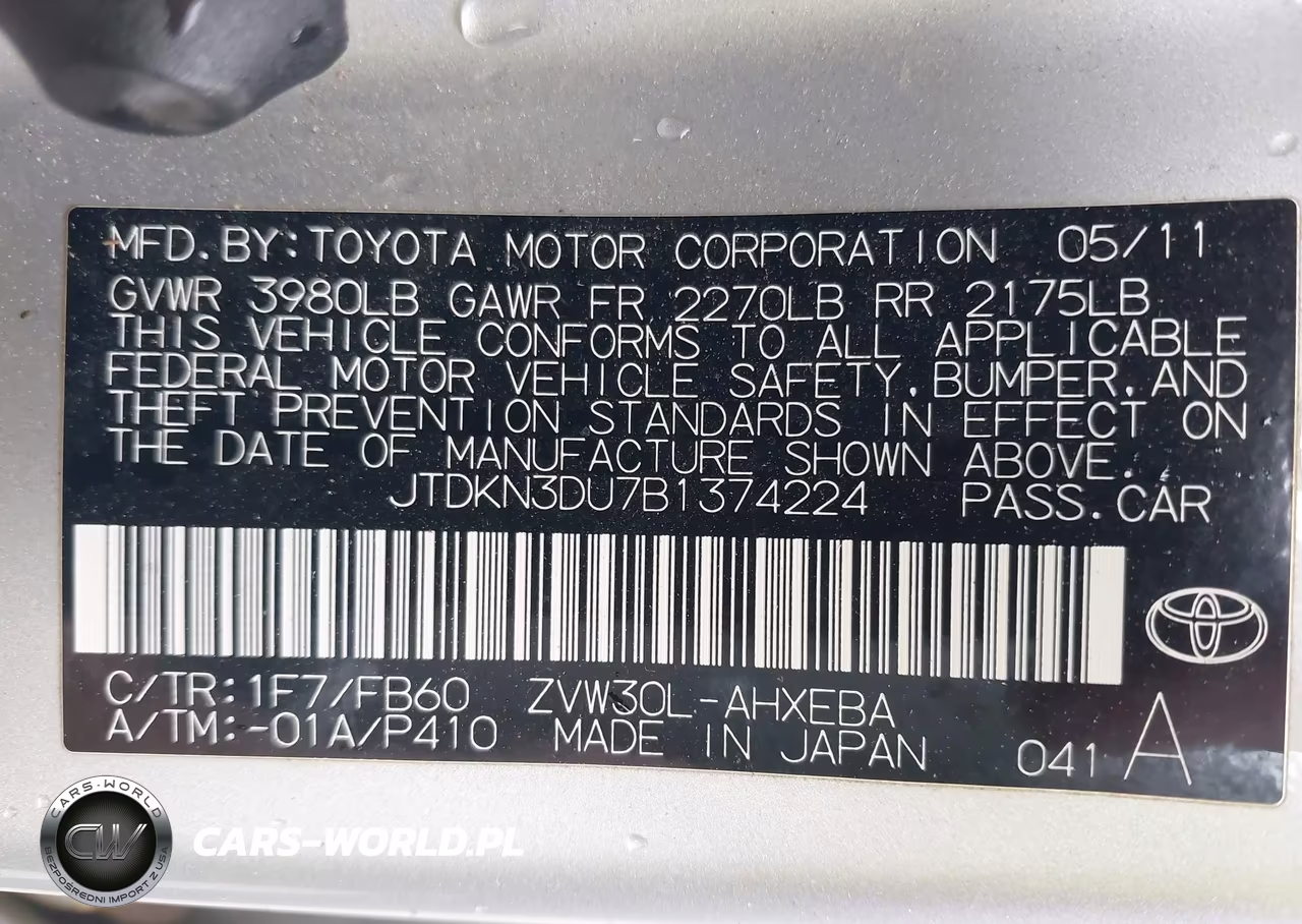 2011 Toyota Prius Two VIN:JTDKN3DU7B1374224 - 9