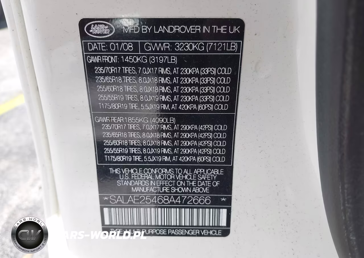 2008 Land Rover Lr3 V8 Se VIN:SALAE25468A472666 - 9