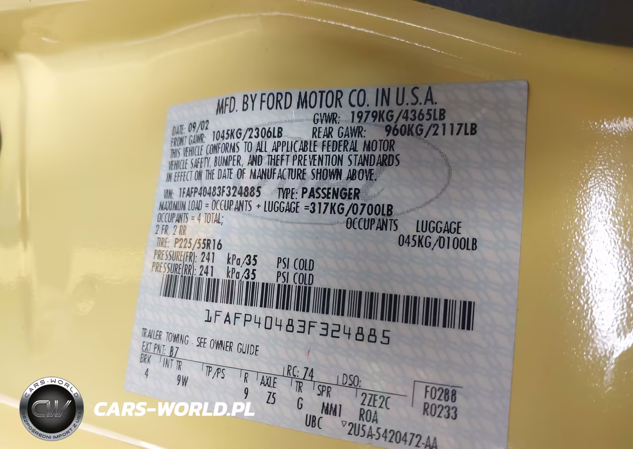 2003 Ford Mustang VIN:1FAFP40483F324885 - 9