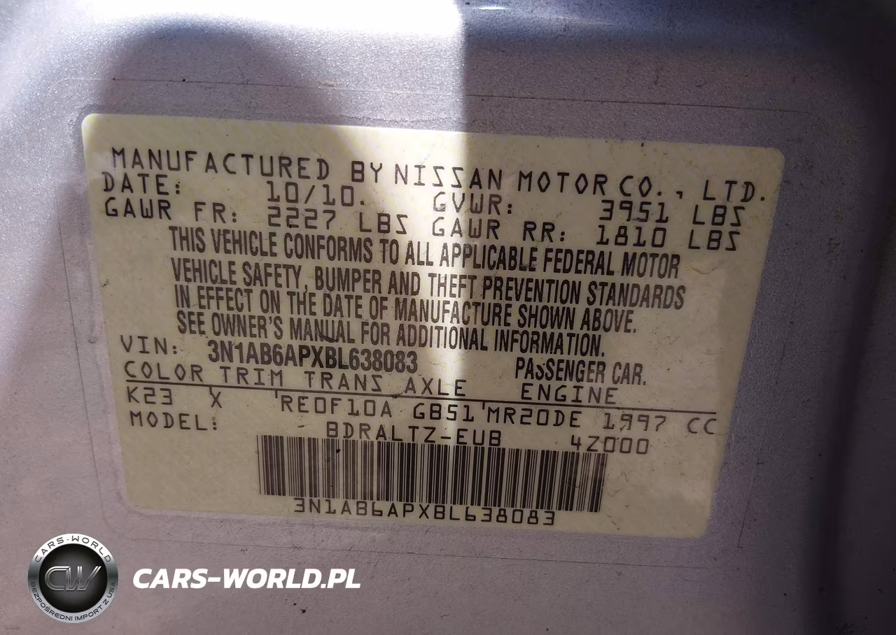 2011 Nissan Sentra 2.0S VIN:3N1AB6APXBL638083 - 9