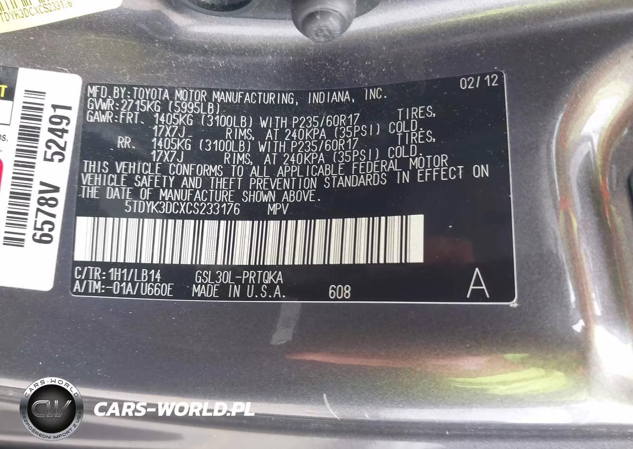 2012 Toyota Sienna Xle V6 8 Passenger VIN:5TDYK3DCXCS233176 - 9