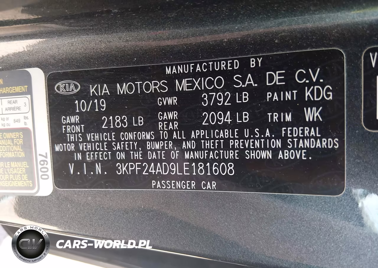 2020 Kia Forte Fe VIN:3KPF24AD9LE181608 - 9