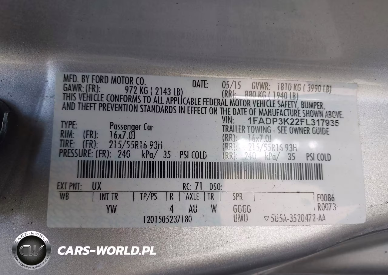 2015 Ford Focus Se VIN:1FADP3K22FL317935 - 9