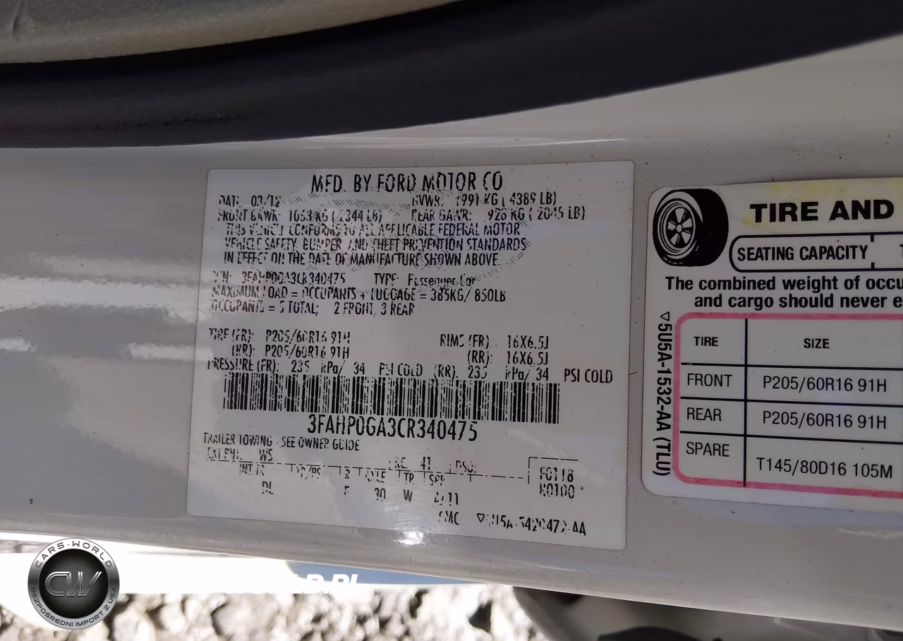 2012 Ford Fusion S VIN:3FAHP0GA3CR340475 - 9