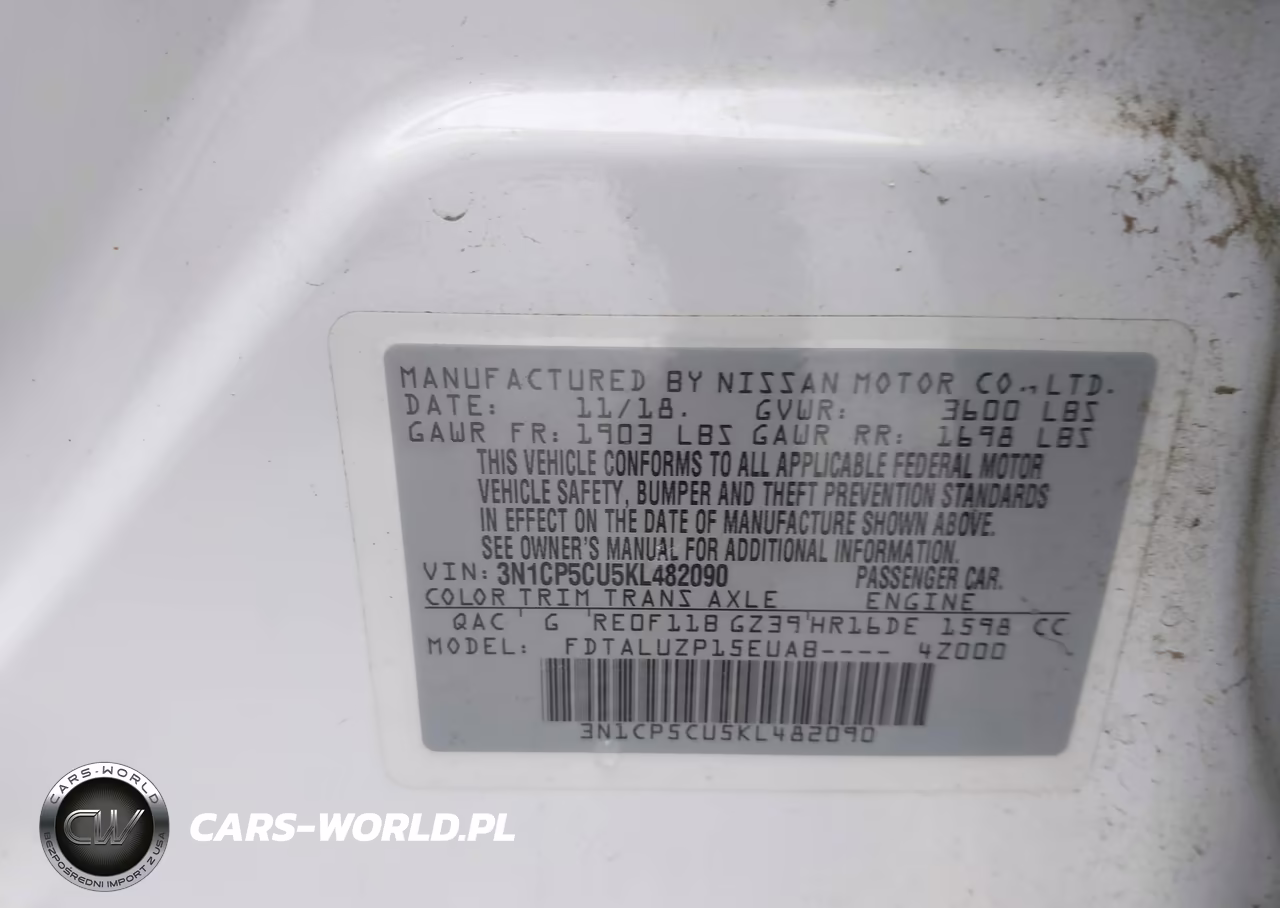 2019 Nissan Kicks Sr VIN:3N1CP5CU5KL482090 - 9