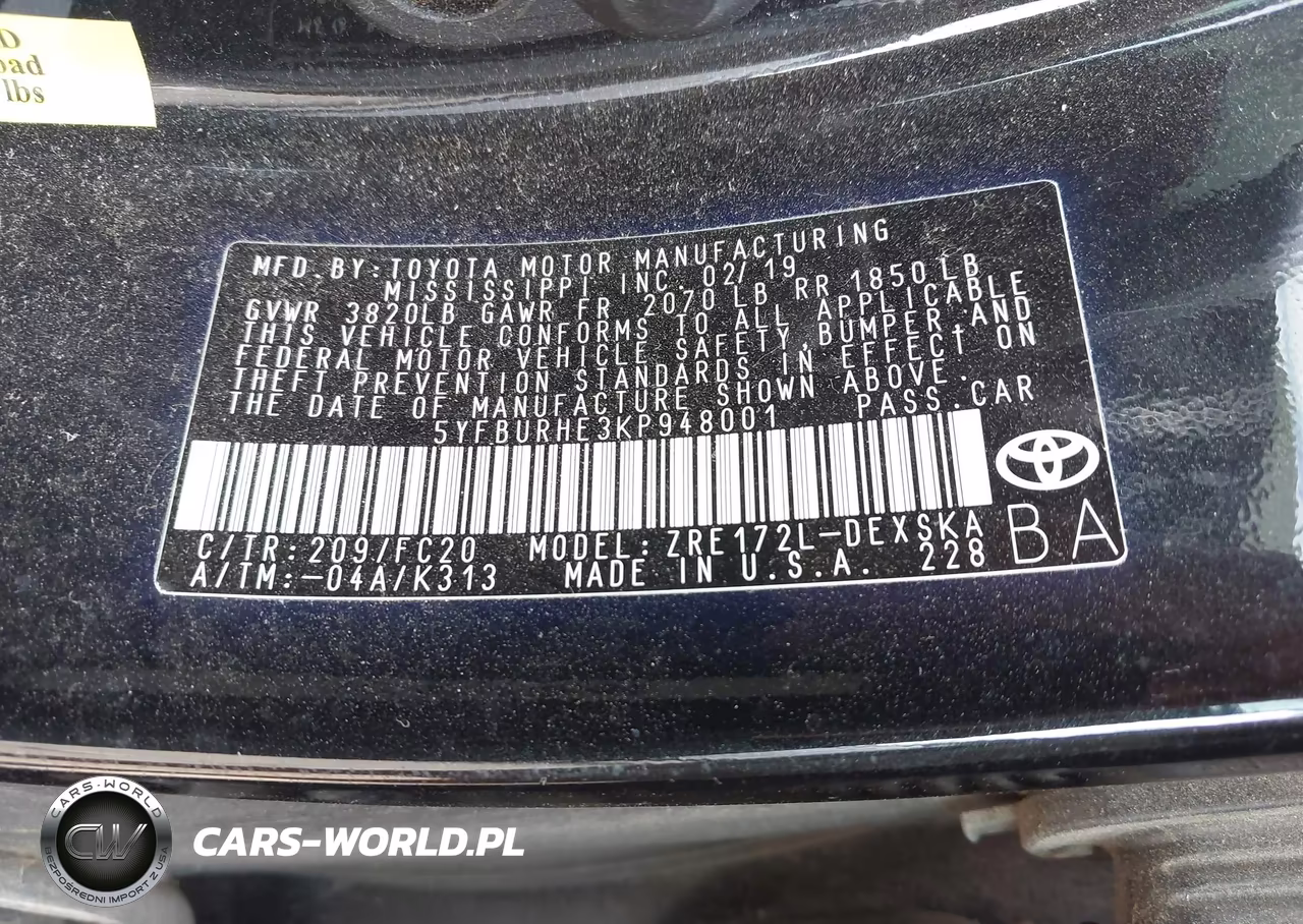 2019 Toyota Corolla Se VIN:5YFBURHE3KP948001 - 9