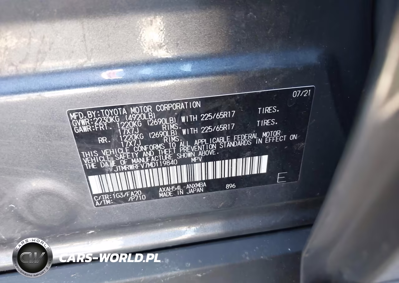2021 Toyota Rav4 Hybrid Xle VIN:JTMRWRFV7MD119840 - 9