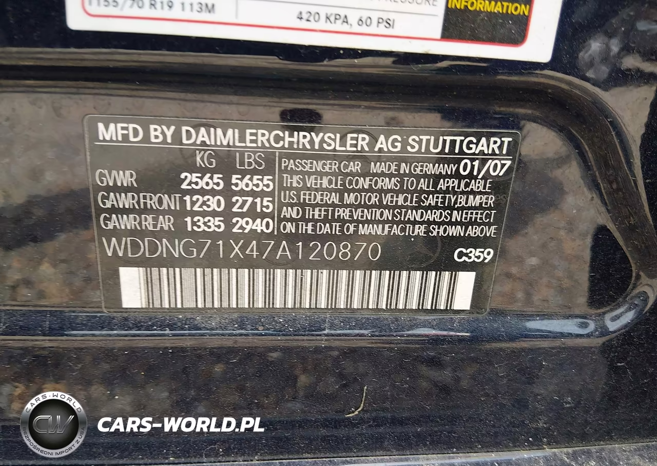 2007 Mercedes-Benz S 550 VIN:WDDNG71X47A120870 - 9