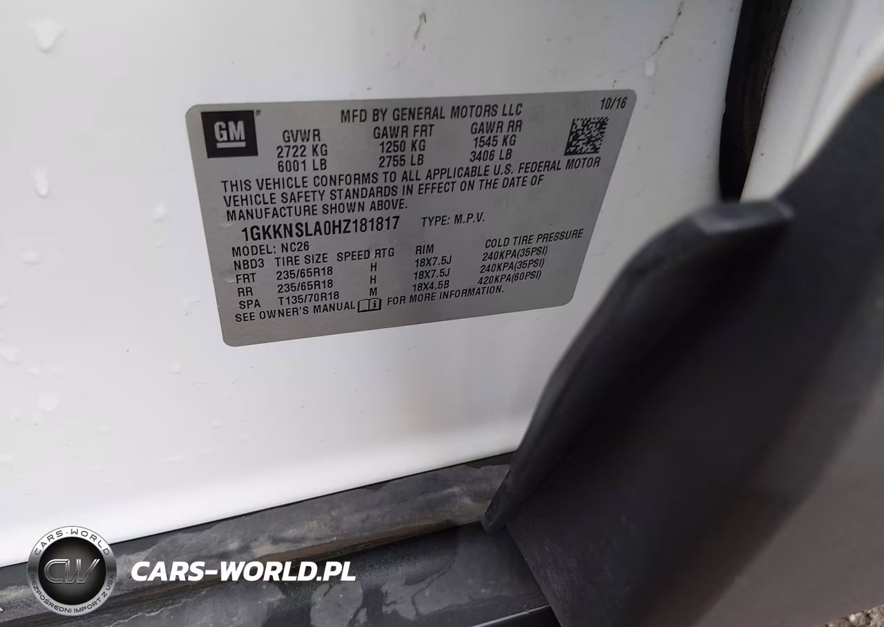 2017 GMC Acadia Sle-2 VIN:1GKKNSLA0HZ181817 - 9
