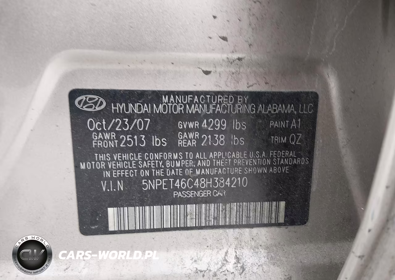 2008 Hyundai Sonata Gls VIN:5NPET46C48H384210 - 9