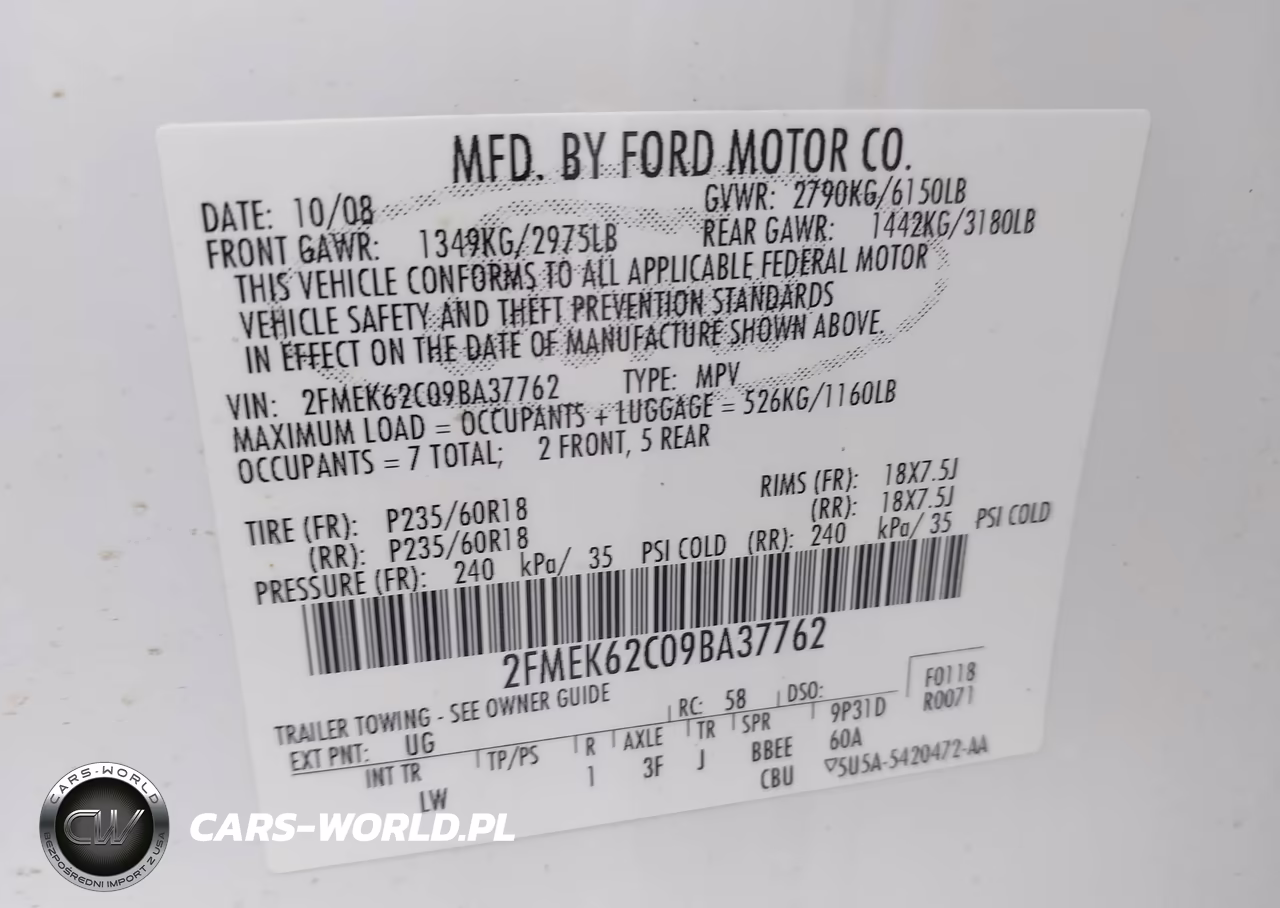 2009 Ford Flex Sel VIN:2FMEK62C09BA37762 - 9