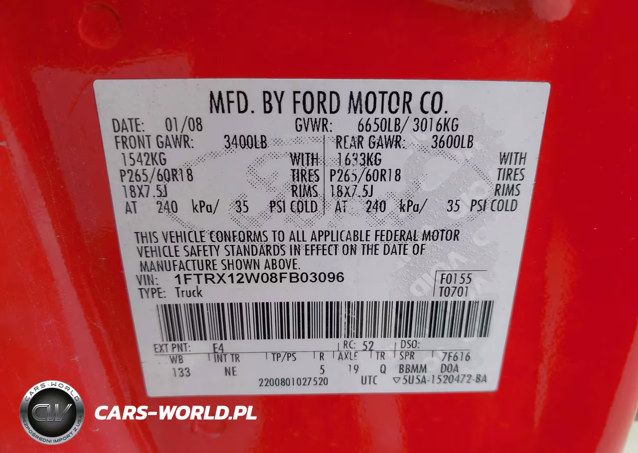2008 Ford F-150 Xlt VIN:1FTRX12W08FB03096 - 9