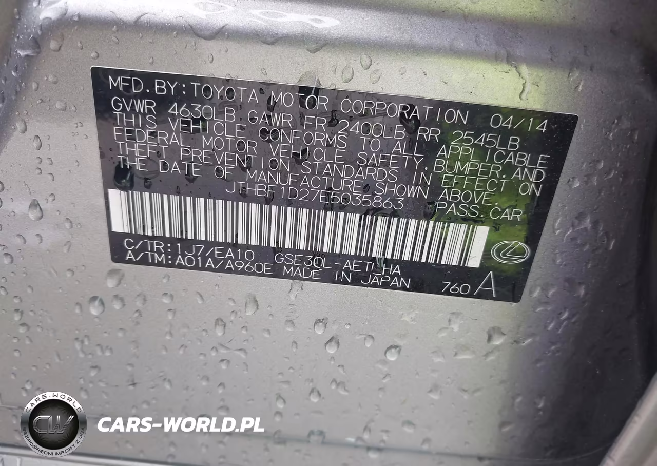 2014 Lexus Is 250 VIN:JTHBF1D27E5035863 - 9