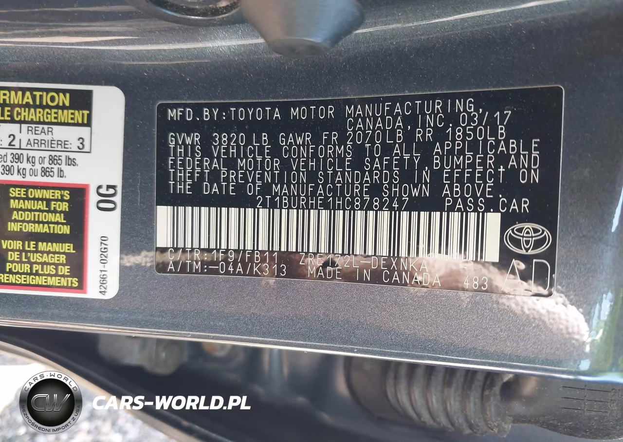2017 Toyota Corolla Le VIN:2T1BURHE1HC878247 - 9