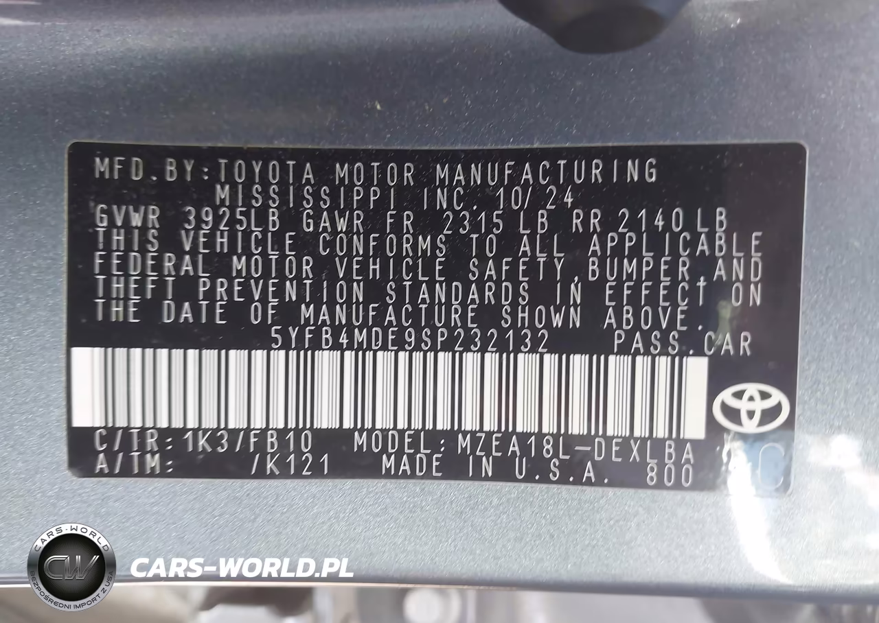 2025 Toyota Corolla Le VIN:5YFB4MDE9SP232132 - 9