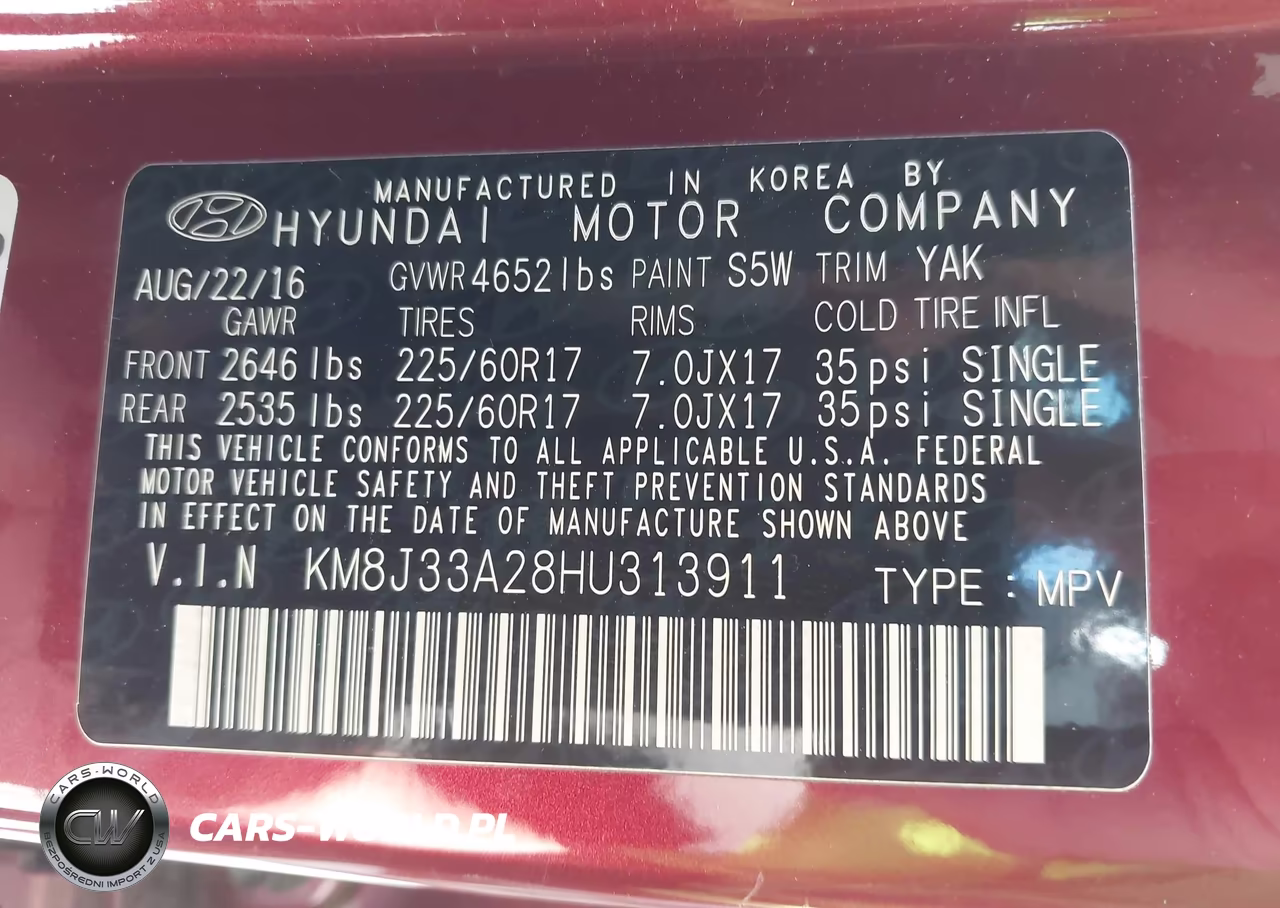 2017 Hyundai Tucson Eco VIN:KM8J33A28HU313911 - 9