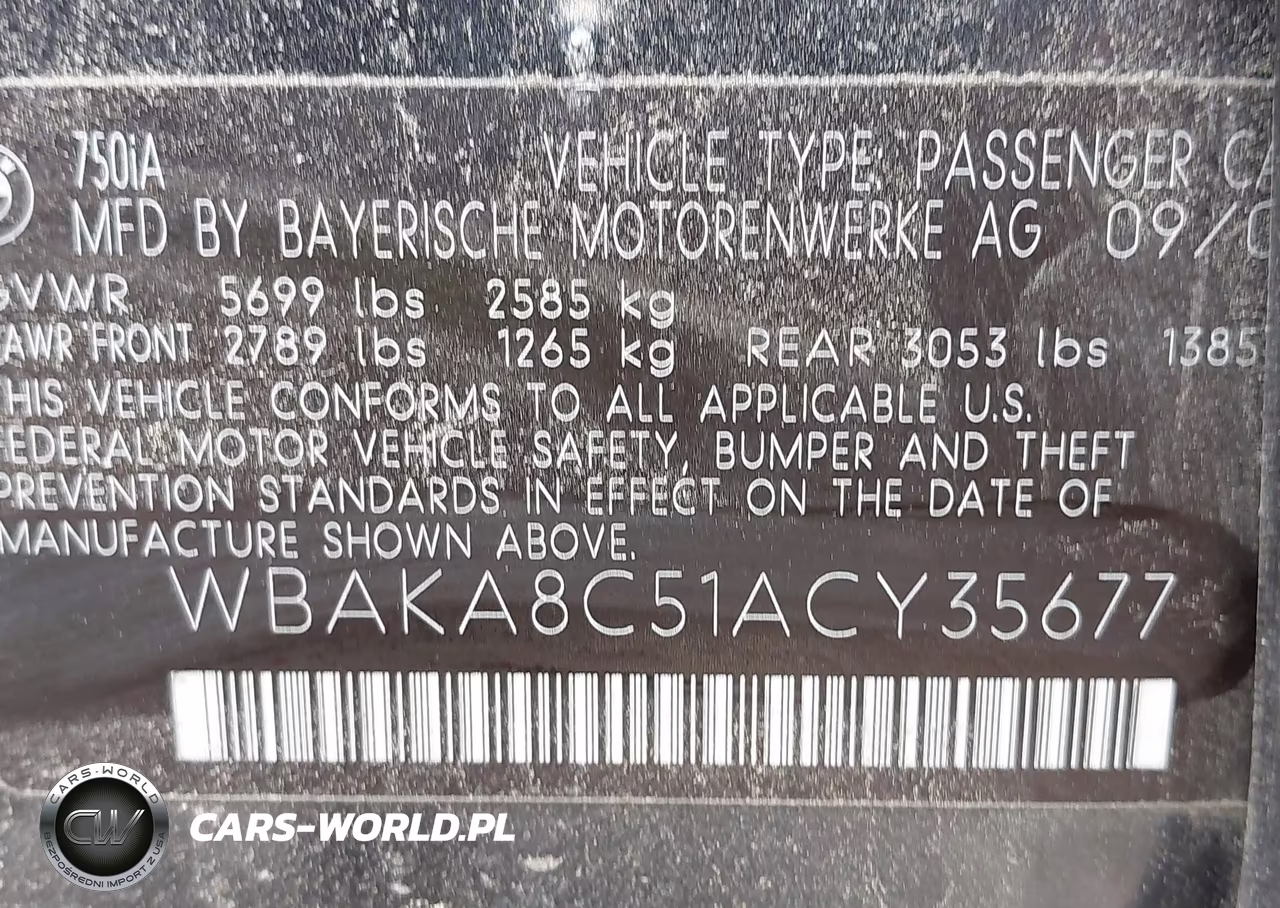 2010 BMW 750I VIN:WBAKA8C51ACY35677 - 9