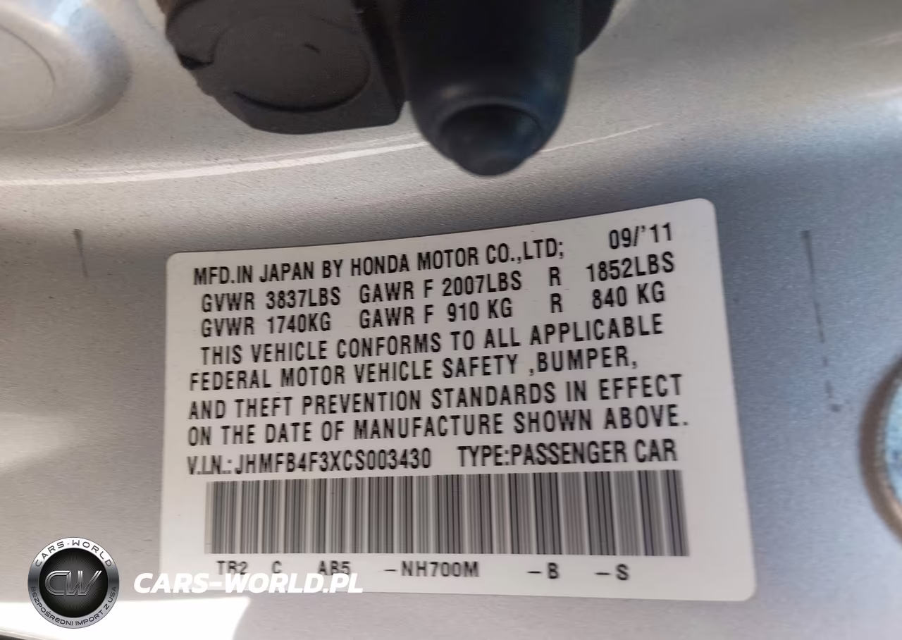 2012 Honda Civic Hybrid VIN:JHMFB4F3XCS003430 - 9