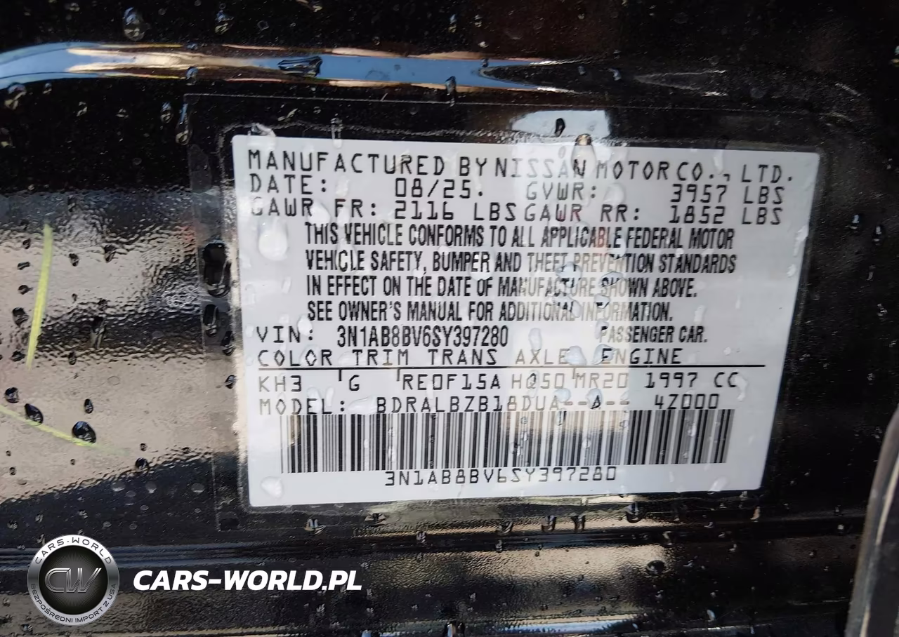 2025 Nissan Sentra S VIN:3N1AB8BV6SY397280 - 9