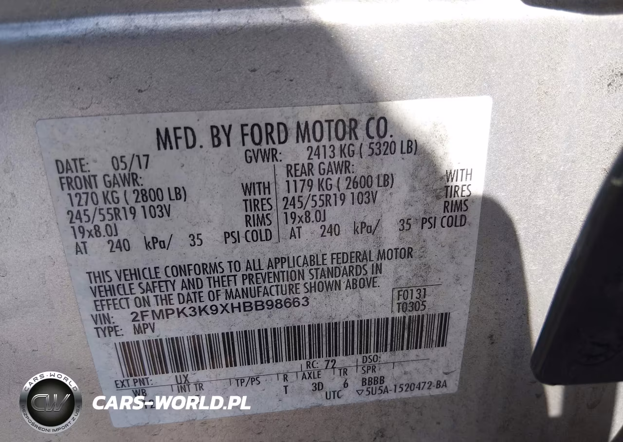 2017 Ford Edge Titanium VIN:2FMPK3K9XHBB98663 - 9