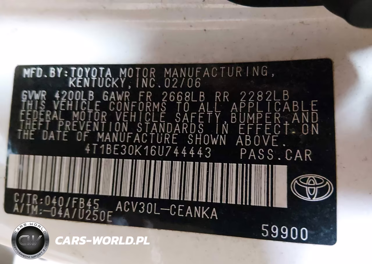 2006 Toyota Camry Le VIN:4T1BE30K16U744443 - 9