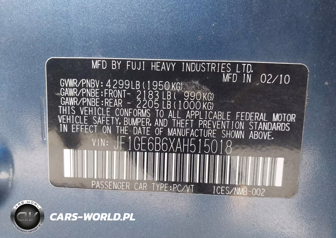 2010 Subaru Impreza 2.5I Premium VIN:JF1GE6B6XAH515018 - 9