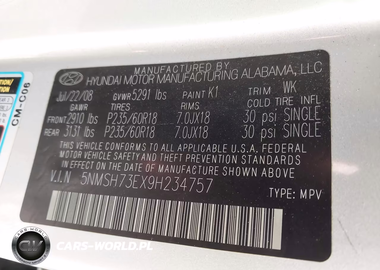 2009 Hyundai Santa Fe Limited VIN:5NMSH73EX9H234757 - 9
