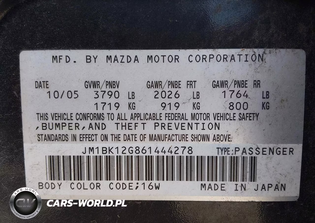 2006 Mazda Mazda3 I VIN:JM1BK12G861444278 - 9