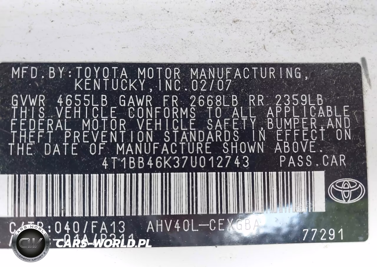 2007 Toyota Camry Hybrid VIN:4T1BB46K37U012743 - 9