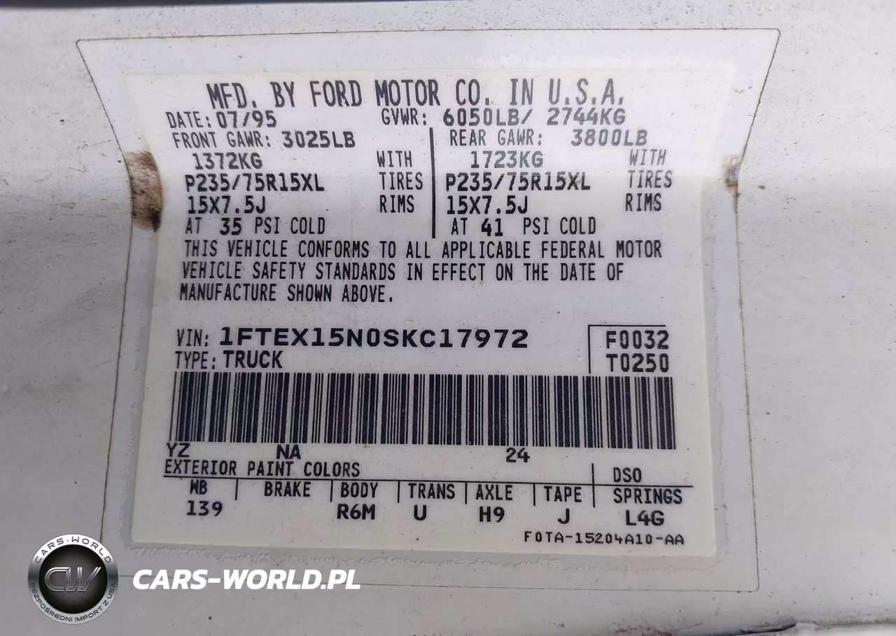 1995 Ford F150 VIN:1FTEX15N0SKC17972 - 9