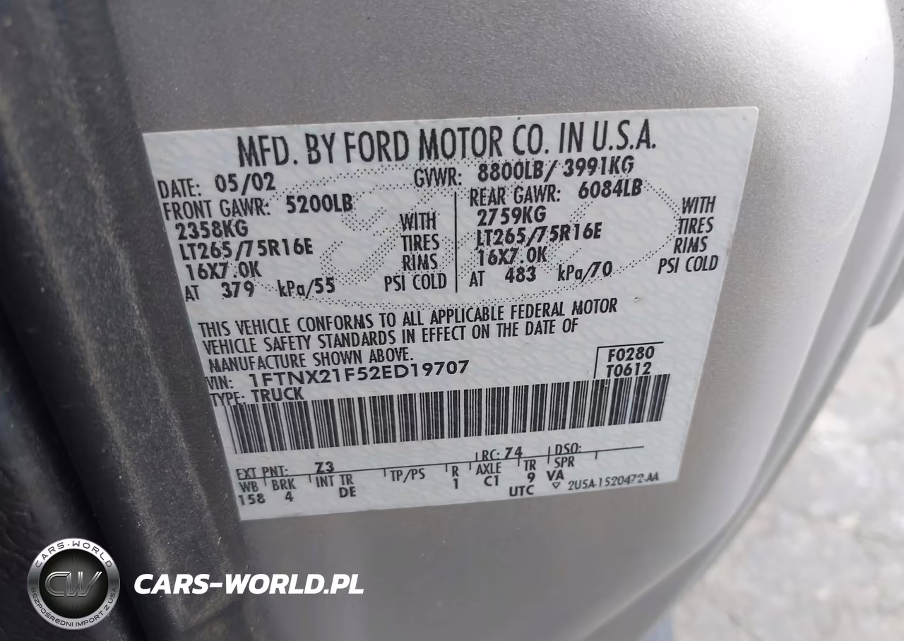 2002 Ford F-250 Lariat-Xl-Xlt VIN:1FTNX21F52ED19707 - 9