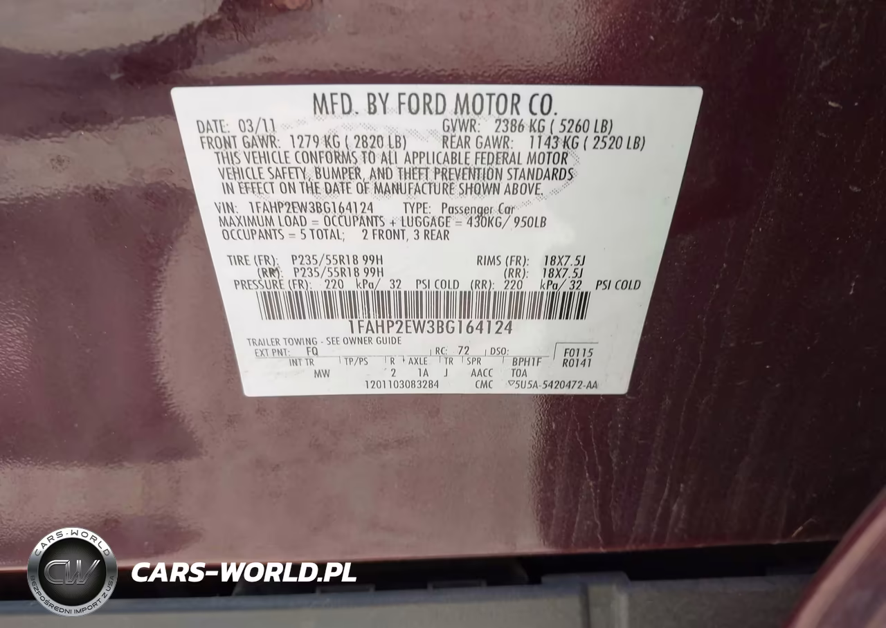 2011 Ford Taurus Sel VIN:1FAHP2EW3BG164124 - 9