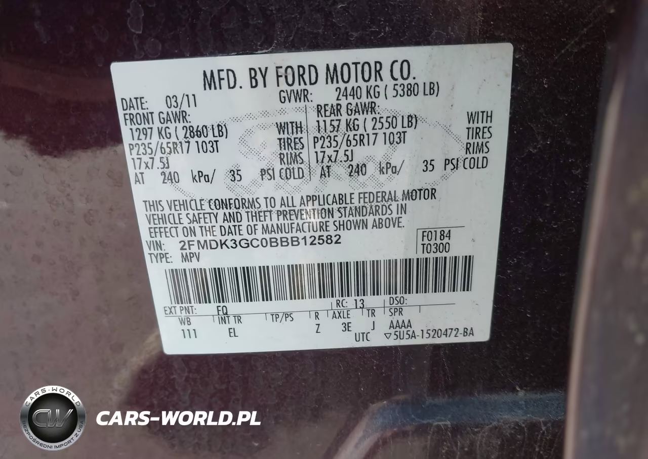 2011 Ford Edge Se VIN:2FMDK3GC0BBB12582 - 9