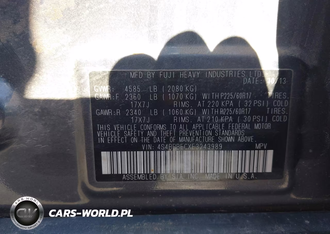 2014 Subaru Outback 2.5I Premium VIN:4S4BRBECXE3243989 - 9