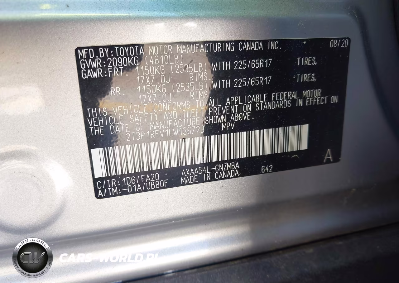 2020 Toyota Rav4 Xle VIN:2T3P1RFV1LW136723 - 9