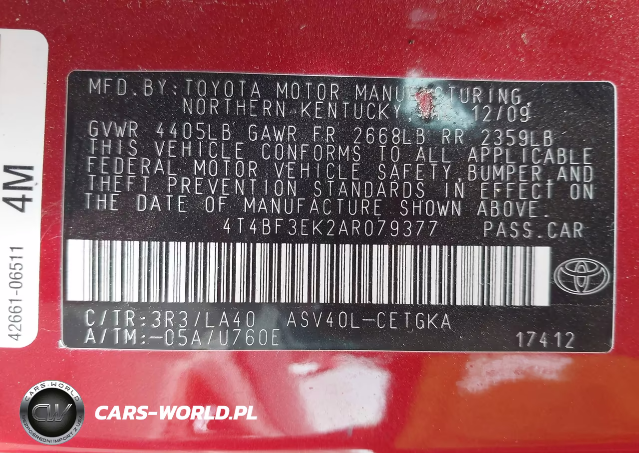 2010 Toyota Camry Xle VIN:4T4BF3EK2AR079377 - 9