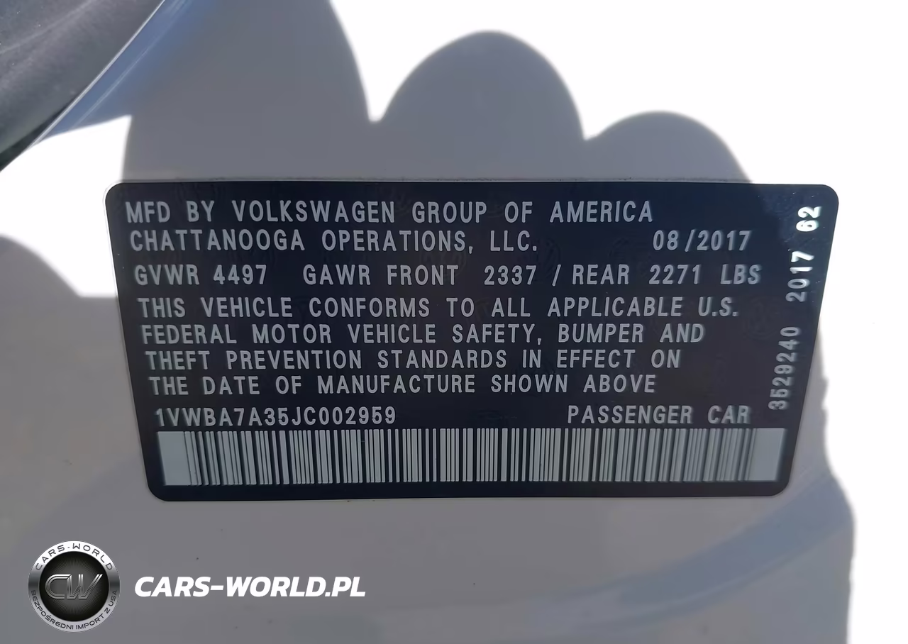 2018 Volkswagen Passat 2.0T Se VIN:1VWBA7A35JC002959 - 9