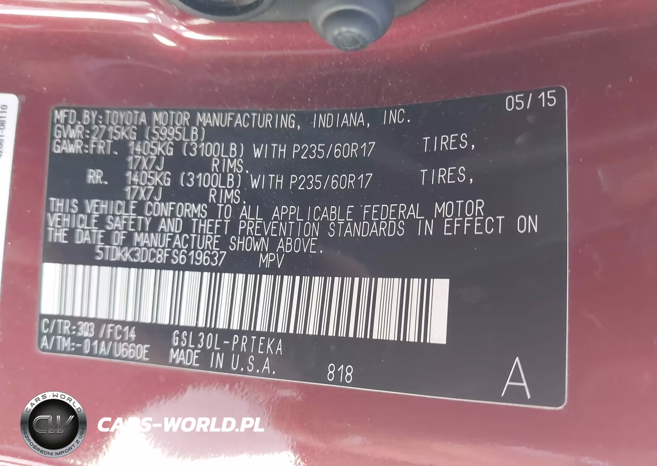 2015 Toyota Sienna Le 8 Passenger VIN:5TDKK3DC8FS619637 - 9