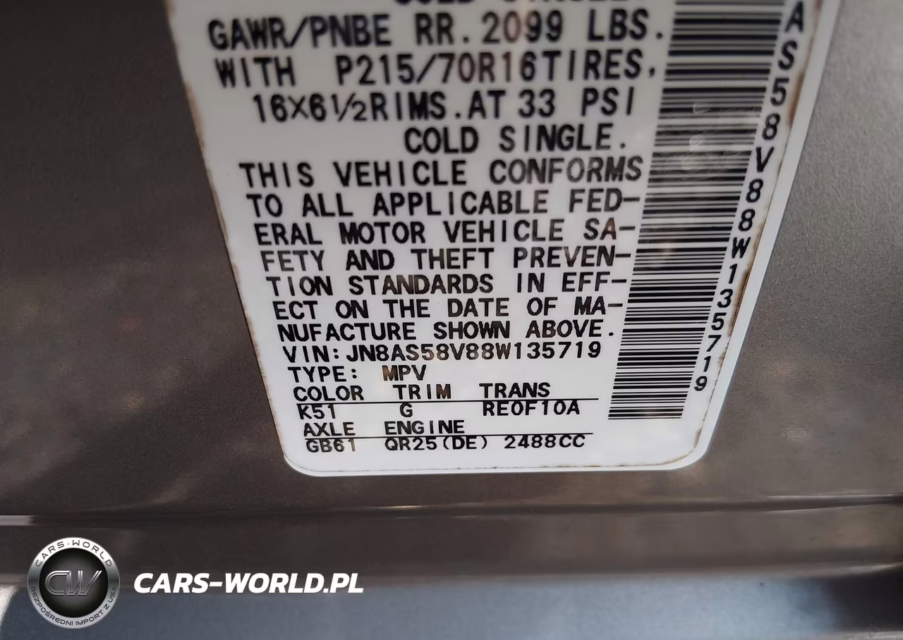 2008 Nissan Rogue S VIN:JN8AS58V88W135719 - 9