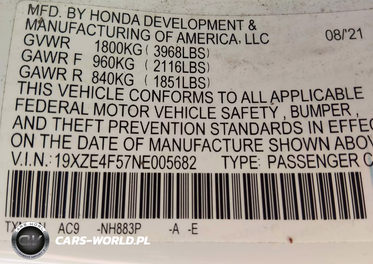 2022 Honda Insight Ex VIN:19XZE4F57NE005682 - 9