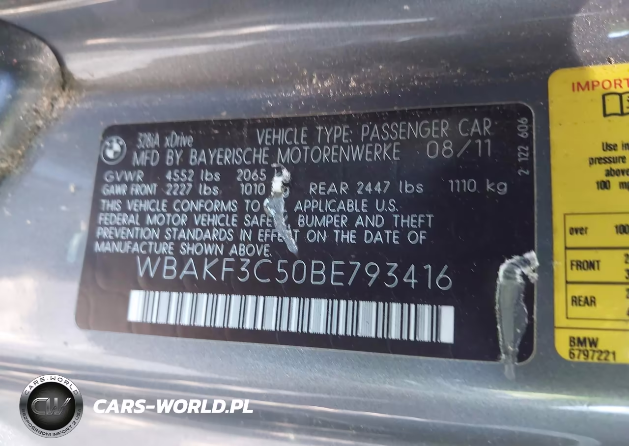 2011 BMW 328I xDrive VIN:WBAKF3C50BE793416 - 9
