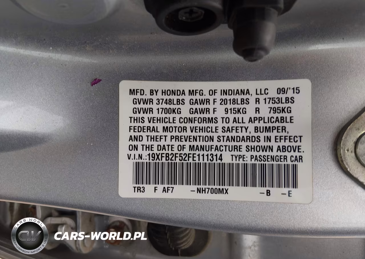 2015 Honda Civic Lx VIN:19XFB2F52FE111314 - 9